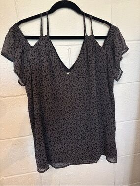 LOFT SEXY Black OFF THE Shoulder      V-Neck Blouse with Double Straps